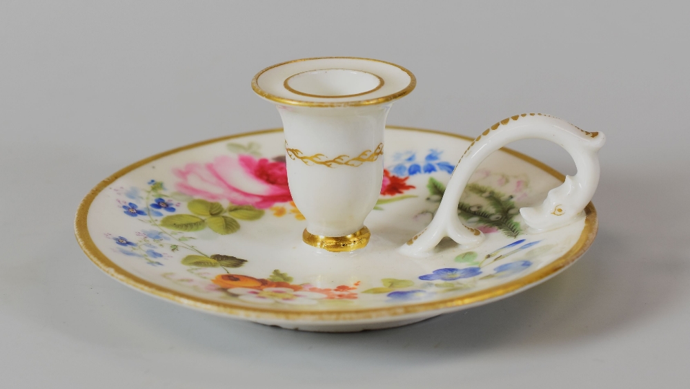 A RARE SWANSEA PORCELAIN CHAMBER CANDLESTICK having a saucer shaped stand with a short tapering - Image 2 of 2