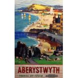 LEONARD RICHMOND British Railways platform poster - 'Aberystwyth - Travel by Train' with a vista