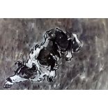 SIR KYFFIN WILLIAMS RA print - study of a grounded working sheepdog, printed signature, 28 x 42cms