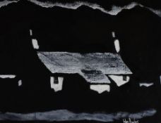 WYN HUGHES acrylic on board - Welsh cottage at night, signed, 15.5 x 20.5cms