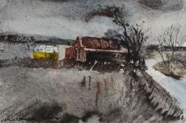 JOHN KNAPP FISHER watercolour - rural scene, signed and dated 1988 and with Martin Tinney Gallery