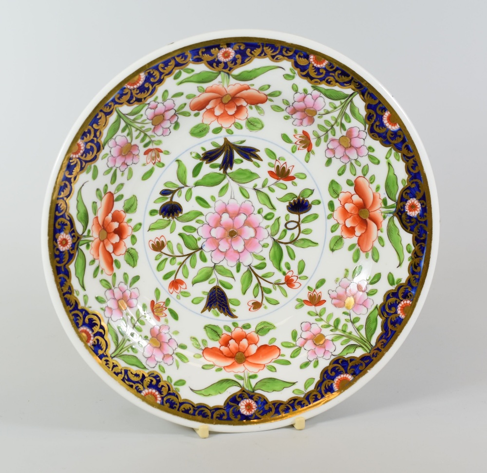 A SWANSEA `JAPAN` PLATE decorated by Thomas Pardoe in the Imari palette and style with gilded