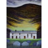 OGWYN DAVIES print - historic and remote Calvinistic Welsh chapel 'Soar y Mynydd' with mountainside,