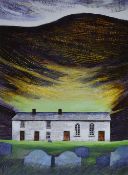 OGWYN DAVIES print - historic and remote Calvinistic Welsh chapel 'Soar y Mynydd' with mountainside,