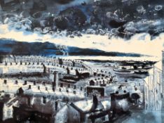 JOHN PIPER unframed but mounted coloured print with title and description verso - Swansea toward