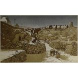 KEITH ANDREW artist's proof etching - Anglesey town with old windmill, entitled 'Amlwch Port',