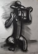 GLYNN WILLIAMS charcoal on paper - preliminary study for a figural sculpture piece, entitled verso