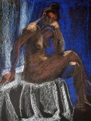 CLAUDIA WILLIAMS pastel - life-study of a seated nude, signed and dated '99, 42 x 32cms