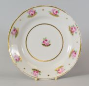 SWANSEA DUCK-EGG PORCELAIN DISH of shallow circular form and painted with eight individual roses