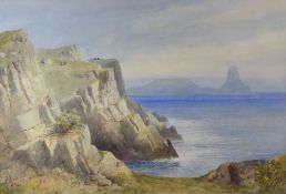 ALFRED PARKMAN watercolour - Gower coastline with Worm's Head, signed and dated 1917, 43 x 61cms