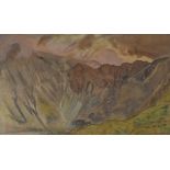 KATHERINE CLAUSEN watercolour and pencil - Snowdonia glacial valley, entitled verso 'Cwm Idwal