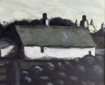 WYN HUGHES acrylic on board - old Anglesey cottage, signed, 19 x 24cms