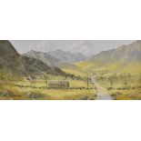 CHARLES WYATT WARREN oil on board - iconic North Wales landscape, Cwm Pennant, signed, 24 x 54.5cms