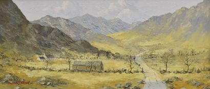 CHARLES WYATT WARREN oil on board - iconic North Wales landscape, Cwm Pennant, signed, 24 x 54.5cms