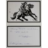 SIR KYFFIN WILLIAMS RA linocut print - Patagonia gaucho on a frisky horse, framed together with a