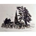 SIR KYFFIN WILLIAMS RA a pair of limited edition (179/250) prints from colourwash - Llanedwen