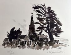 SIR KYFFIN WILLIAMS RA a pair of limited edition (179/250) prints from colourwash - Llanedwen