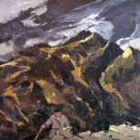 SIR KYFFIN WILLIAMS RA coloured limited edition (165/250) print - Snowdonia mountainside with farmer