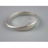 A SOLID 925 STERLING SILVER SHAPED BANGLE, 1.6 troy ozs by David Andersen, Norway
