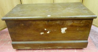 A GOOD STAINED PINE CARPENTER'S CHEST, 107 cms wide