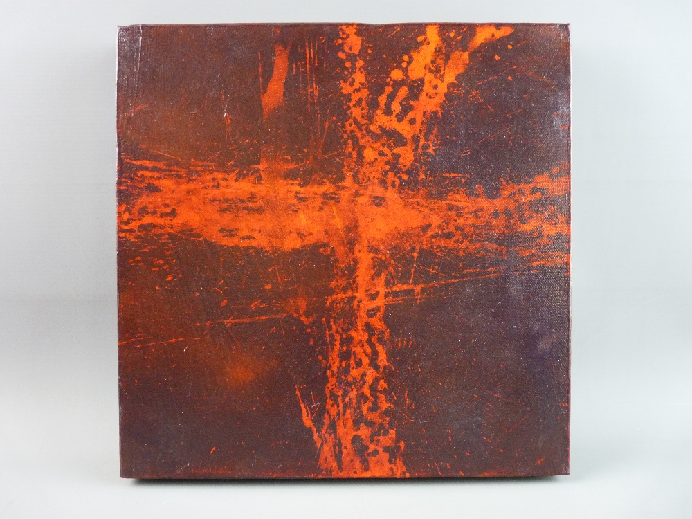 SONJA BENSKIN MESHER acrylic on boxed canvas - abstract 'The Cross', signed and entitled verso on