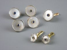 A MATCHING PARCEL OF FIVE EIGHTEEN CARAT PLATINUM & MOTHER OF PEARL CIRCULAR BUTTONS with matching