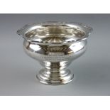 A CIRCULAR PEDESTAL SILVER PRESENTATION ROSE BOWL, 9 troy ozs, Sheffield 1934