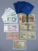 A COLLECTION OF BRITISH BANK NOTES & COINS to include nineteen one pound notes, thirteen in