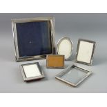 SIX SILVER PHOTOGRAPH FRAMES to include a 17.5 cms square frame, Chester 1901 and a small