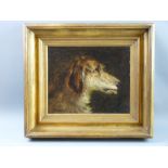 Attributed to SIR EDWIN HENRY LANDSEER RA oil on canvas - head of a deerhound, bears signature