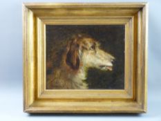 Attributed to SIR EDWIN HENRY LANDSEER RA oil on canvas - head of a deerhound, bears signature