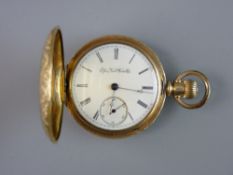 A FINE YELLOW METAL ENCASED GENT'S POCKET WATCH by Elgin Watch Company, the interior named 'H H