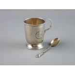 AN EDWARD VIII SILVER CORONATION MUG, 3.8 troy ozs, Birmingham 1936 and a silver spoon, Birmingham