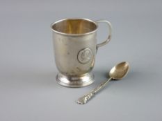 AN EDWARD VIII SILVER CORONATION MUG, 3.8 troy ozs, Birmingham 1936 and a silver spoon, Birmingham