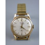 A GENT'S ALLENBY SEVENTEEN JEWEL CIRCULAR DIAL NINE CARAT GOLD ENCASED WRISTWATCH by Helsa with