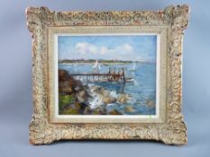 AGNES COWIESON oil on canvas - yachting scene and an old slipway, signed, 27 x 34 cms