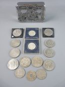 A WWI PRINCESS MARY CHRISTMAS 1914 TIN and commemorative coins, the chromium plated tin containing