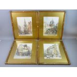 A SET OF FOUR QUALITY EARLY 19th CENTURY coloured prints - street scenes and figures, possibly