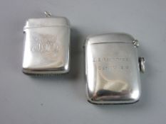 TWO SILVER VESTA CASES, Birmingham 1899 (monogrammed), Chester 1913 inscribed 'J S Rowntree, October