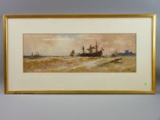 THOMAS BUSH HARDY watercolour - three master and other shipping possibly off Dover, signed and dated