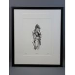 DAVID PORTEOUS-BUTLER limited edition (12/75) black and white print - three quarter length study