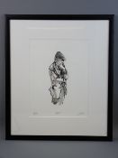 DAVID PORTEOUS-BUTLER limited edition (12/75) black and white print - three quarter length study