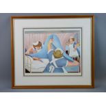 BERYL COOK coloured guild stamped print - three nurses with patient lying in a hospital bed,