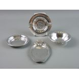 FOUR ITEMS OF SMALL SILVER to include a 10 cms diameter bowl with ribbed foot, a similar size pin