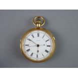 AN EIGHTEEN CARAT GOLD ENCASED GENT'S POCKET WATCH having a plain case, Chester 1896 and a white