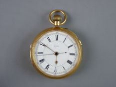 AN EIGHTEEN CARAT GOLD ENCASED GENT'S POCKET WATCH having a plain case, Chester 1896 and a white