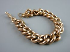 A NINE CARAT GOLD BRACELET of heavy large links and with swivel and safety chain, 28 grms