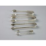 FOUR PAIRS OF SILVER SUGAR NIPS, mixed ages, 4 troy ozs