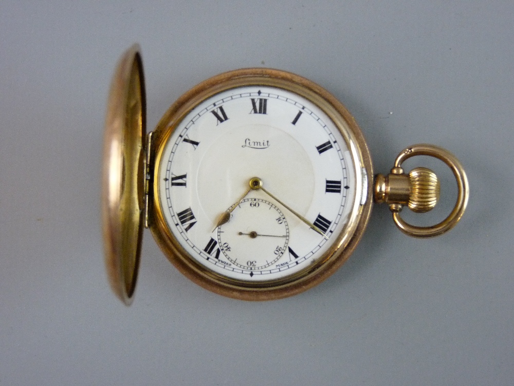 A GENT'S YELLOW METAL ENCASED DENNISON STAR POCKET WATCH with white enamel dial, Roman numerals