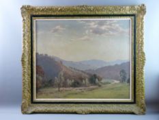 LESLIE KENT oil on canvas - peaceful English river valley landscape, signed, 60 x 73 cms